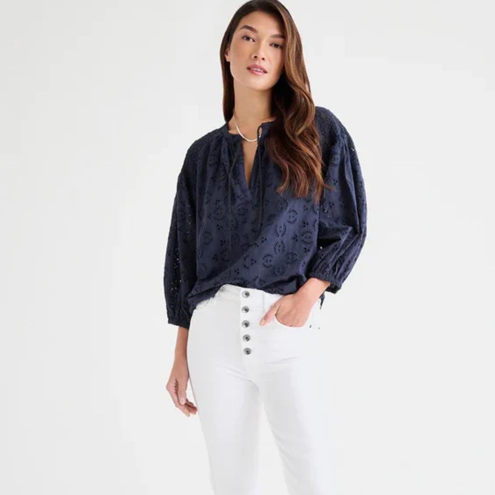 Splendid Taylor Eyelet Top (Navy)
